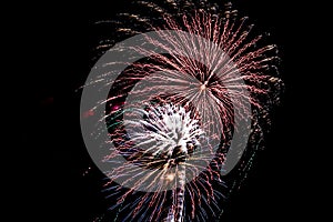 White and Red Fireworks Bursts