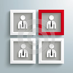 3 White 1 Red Frames Employee photo