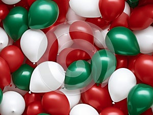 White, Red, Green Balloon Seamless Pattern, Italian Colors Tile, Balloons Endless Texture Background