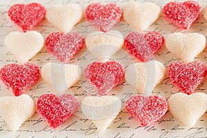 White and Red Gummy Hearts Valentines Day Candy