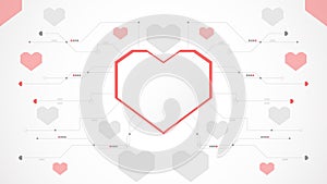 white red heart technology valentine background abstract. technology with line ,digital,