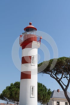 White and red lighthouse of La Rochelle France