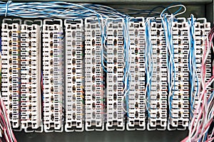 White and red line signal of telephone exchange board , PABX