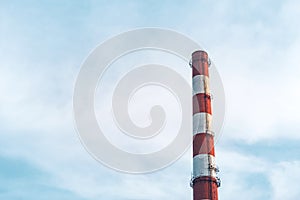 White-red pipe of the plant. Against the background of the sky