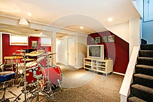 White and red rehearsal basement room