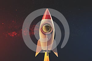 White and red rocket in space