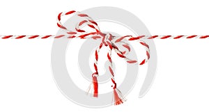 White Red Rope Bow, Twine Ribbon White