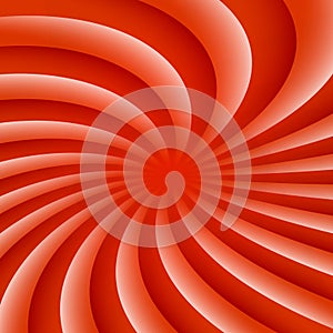 White and red rotating hypnosis spiral. Optical illusion. Hypnotic psychedelic vector illustration. Twirl abstract background.