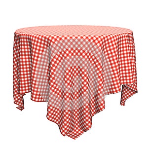 White and red round table cloth