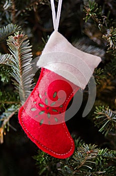 White and Red Stocking Ornament