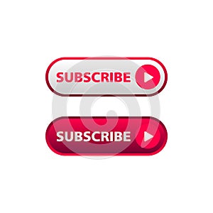White and red subscribing button in neomorphism style. photo