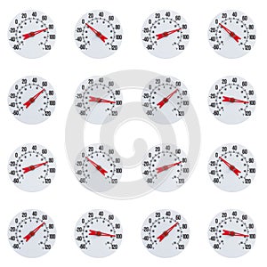 White and red thermometer on seamless background