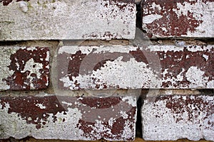 White, red. Wall, brick, clay. Can be used as a background.