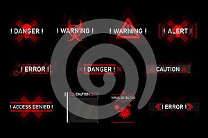 White and red warning sign set