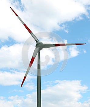 wind turbine used to produce clean energy with the wind photo