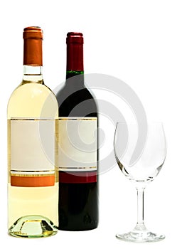 White and red wine with wineglass