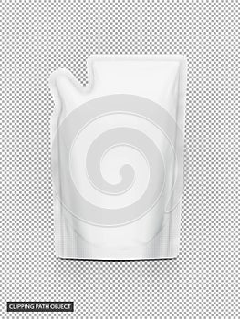 white refill pouch isolated on virtual transparency grid background