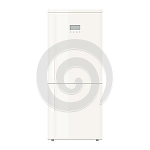 White Refrigerator isolated on white background. Fridge kitchen appliances vector illustration. Flat design