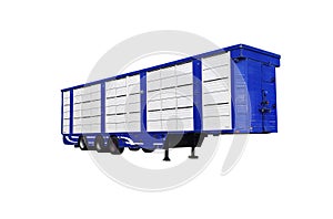 White refrigerator, truck refrigerator,trailer on wheels on a white background