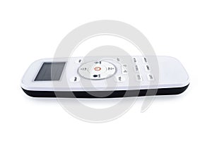 White remote control for air conditioning. Remote on white background