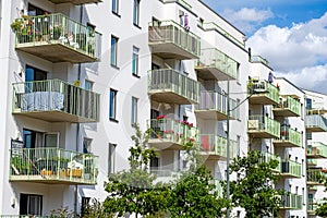 White residential building with many balconies