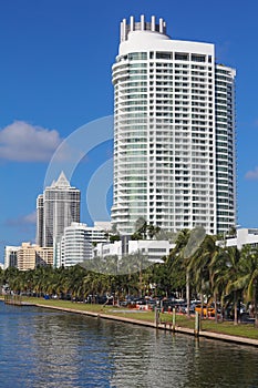 White residential buildings in Miami Beach, Florida