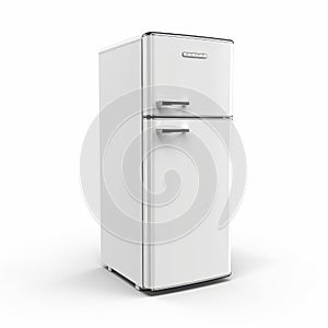 White Retro Refrigerator On Isolated Background - Cleancore Style