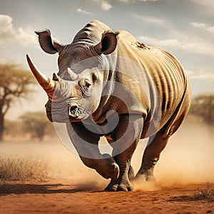 White Rhino bull  Made With Generative AI illustration