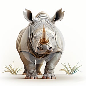 Cute Rhino 3d Logo Illustration With Minimalist Style photo