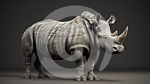 White rhinoceros, square lipped rhinoceros or rhino. generative ai