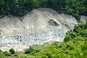 White rhyolite tuff formations in Hungary