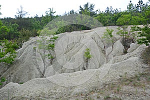 White rhyolite tuff formations in Hungary