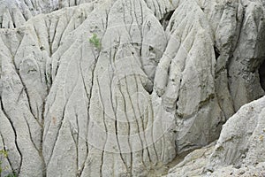 White rhyolite tuff formations in Hungary