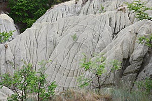 White rhyolite tuff formations in Hungary