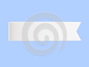White ribbon banner 3d render illustration - simple text tag or label for sale and promotion message.