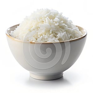 White rice bowl isolated on white