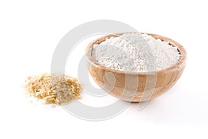 White rice flour in a bowl isolated