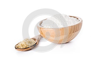 White rice flour in a bowl isolated