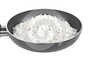 White rice on fry pan