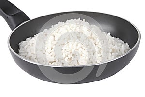 White rice on fry pan