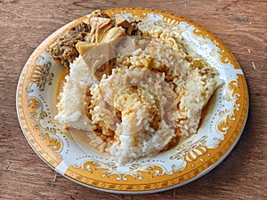 white rice with goat curry