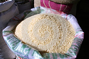 White rice in sack