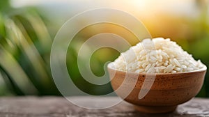 White Rice With Sunset Time Background
