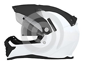 White rider helmet for race with black or white accesories on a white background 3d rendering