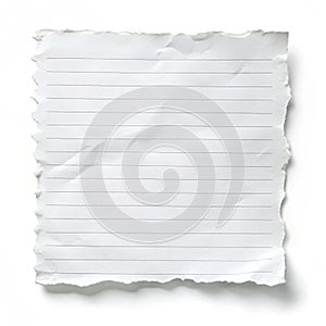 White ripped paper note on white background