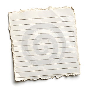 White ripped paper note isolated