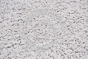 white river grit stones background. White marble gravel. Crushed stone texture