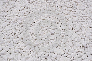 white river grit stones background. White marble gravel. Crushed stone texture