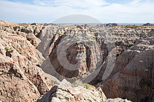 White River Valley Overlook in Badland national park during summer. Badland landscape South Dakota