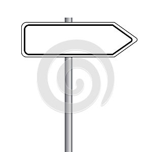 White road sign direction pointer. Eps10 Vector. photo